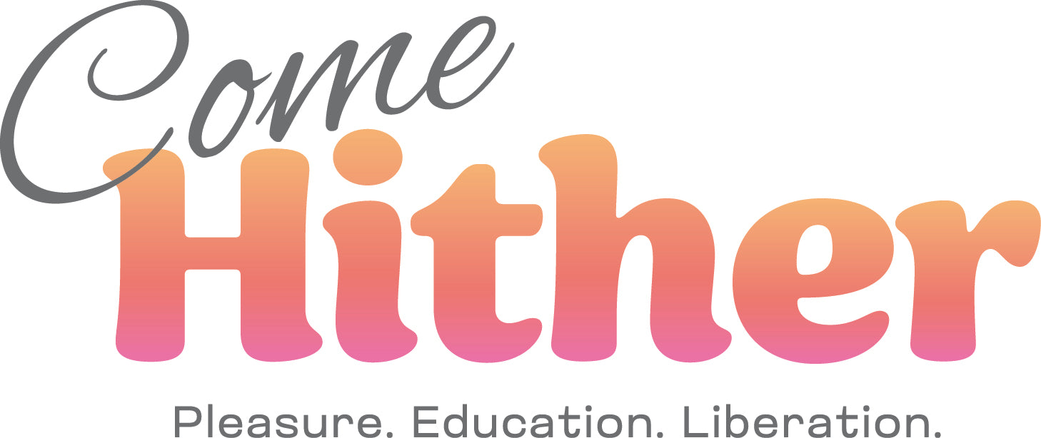 Gradient logo with 'Come Hither' text on a white background